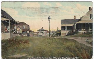Mariner Post Office & East End Street Scene,  Long Island,  Maine Vintage Postcard