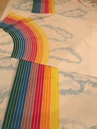 Vintage Pacific Rainbow Twin Flat Sheet,  Pillowcase Wamsutta Style