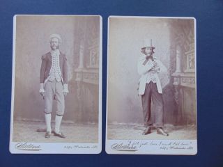 C.  1878 2 Antique Cabinet Card Photographs Of Men In Costume Old Folks Concert