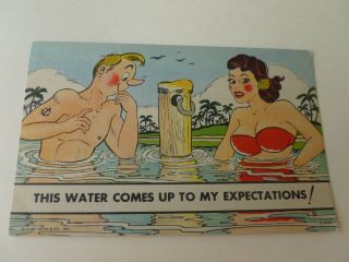 Risque Comic Sailer Linen Postcard By Curt Teich Co.  (unposted)