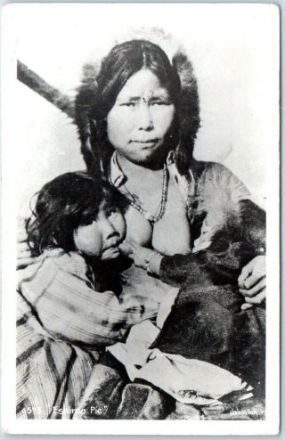 1950s Alaska Rppc Postcard Eskimo Indian Woman Breastfeeding Baby Johnston Photo