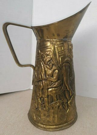 Peerage Brass Embossed Pitcher Made in England Pub Scene 8 