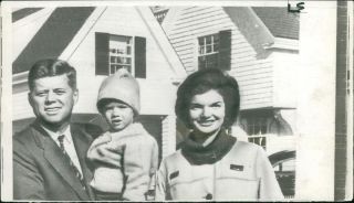 John F.  Kennedy,  His Wife Jacquline And His Daughter Caroline - Vintage Photo