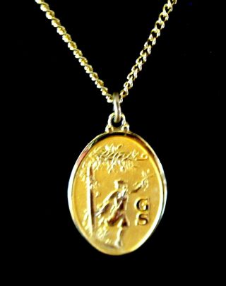 Rare 24k G.  P.  Necklace,  Running Silhouette Girl Scout W/bloomers Collector Gift