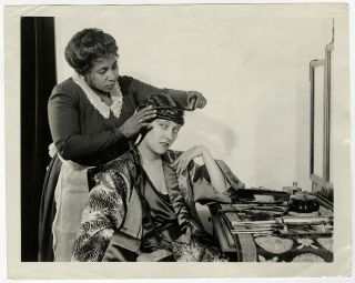 Silent Film Star Gloria Swanson Having Her Hair Styled Vintage 1920s Photograph