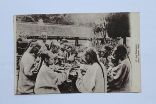 1910 Vintage Old Postcard China At The Refectory Group Of People Lunch