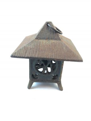 Vintage Cast Iron Pagoda,  Japanese,  Hanging,  Lantern,  Outdoor,  Patio,  Garden,  Candle