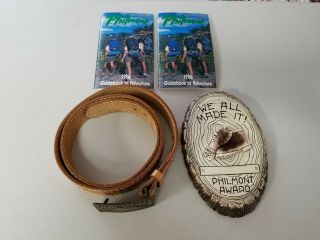 Boy Scout Philmont Scout Ranch Leather Belt 42,  Plaque Guide Books Bsa Vintage