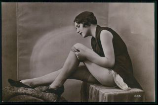 Photo French Risque Nude Legs Stockings C1910 - 1920s Postcard