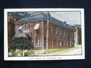 St.  Charles Mo Missouri,  City Hall Colorized Postcard
