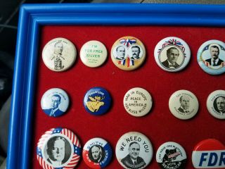 38 Vintage Presidential Campaign Buttons Pins In Frame JFK FDR IKE 2