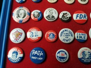 38 Vintage Presidential Campaign Buttons Pins In Frame JFK FDR IKE 5