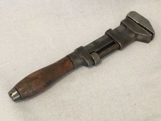 P.  S.  & W.  Vintage 11 1/2 " Adjustable Monkey Wrench With Wood Handle