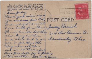 1953 North Hill Viaduct,  Akron,  Ohio Vintage Postcard | Curteich | Linen | 2