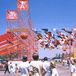 1984 Olympics Vintage Flag Los Angeles California LA Banner North Korea Korean 7