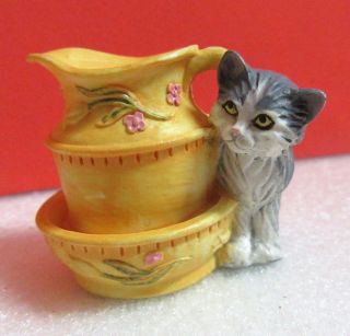 Lenox Miniature Victorian Cat Next Water Basin Kitty Kitten Thimble