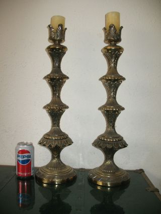 Tall Brass Candle Holder Pair Candlestick 21 
