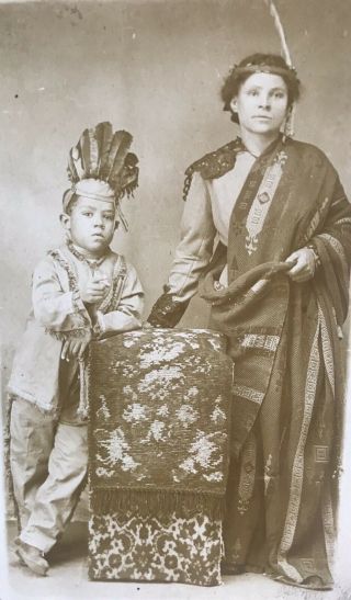 Antique Rppc Native American Indian Mother Son Photo Post Card 1900s