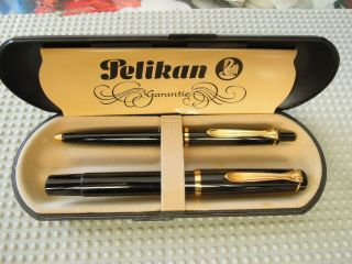 Black Pelikan M100 Fountain Pen And Ballpoint Set