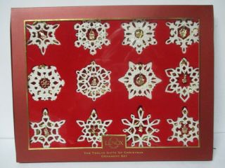 Lenox 12 Gifts Of Christmas Snowflake Ornaments - - Retired