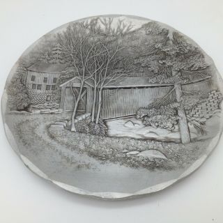 Vintage Wendell August Forge Aluminum Mill Covered Bridge Tray Ashtray Hammered