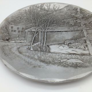 Vintage Wendell August Forge Aluminum MILL COVERED BRIDGE Tray Ashtray Hammered 4