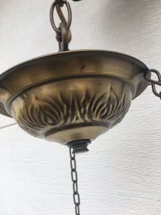Vintage Hanging Large Milk Glass Floral Design Swag Hanging Lamp Hurricane Lamp 5