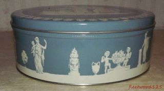 Blue White Tin Box Container Cherub People Design - 10 