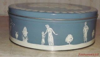 Blue White Tin Box Container Cherub People Design - 10 