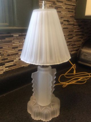 Vintage Art Deco Frosted Glass Boudoir Bedroom Table Lamp