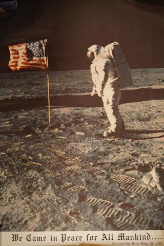 Vintage Apollo Xi Poster 23 " X 34 " Moon Landing 7/20/69