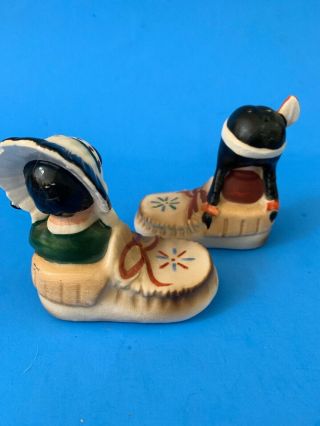 Vintage Indian Couple In Shoes Salt And Pepper Shakers Japan 3