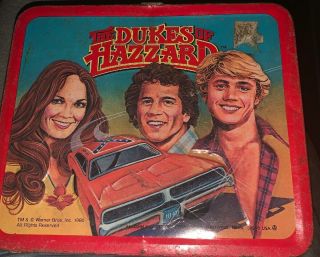 Vintage The Dukes Of Hazzard Metal Aladdin Lunch Box 1980 With Thermos