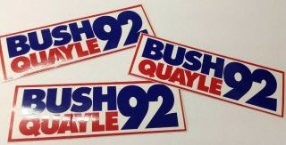 Presidential Election 1992 Bush & Quayle Usa Advertisement Stickers Set Of 3