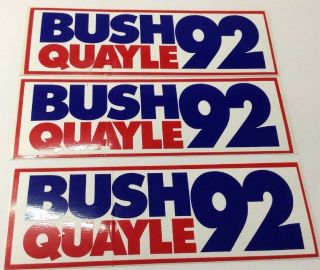 Presidential Election 1992 Bush & Quayle USA Advertisement Stickers Set of 3 3