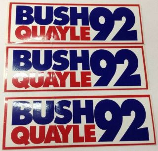 Presidential Election 1992 Bush & Quayle USA Advertisement Stickers Set of 3 4