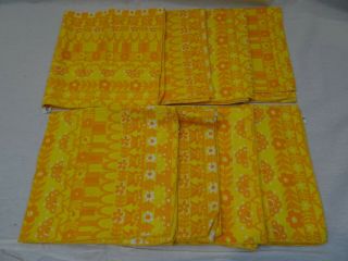 Vera 100 Cotton Yellow Orange Print Fabric Napkins Set Of 8 Floral Whimsical