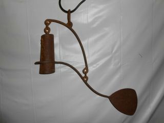 Signed Antique Wind Chime Primitive Hand Forged Rustic Patina Country - Farmhouse