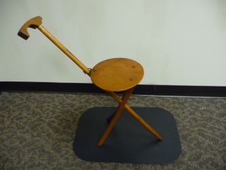 Pre - 1935 Wood Kan - O - Seat (cane Converts To A Chair) - Early " Patent Pending "