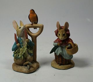 Vintage Border Fine Arts Scotland 1991 Peter Rabbit And Mrs.  Rabbit Figurines