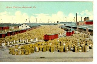 Antique - Cotton Wharves - Savannah Ga - Post Card