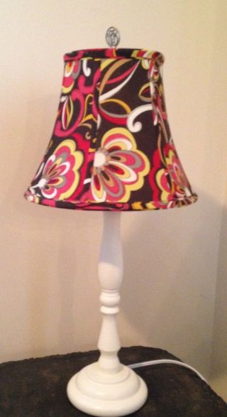 Vera Bradley Large Lamp Shade With White Table Lamp Puccini Rare Retired 9 "
