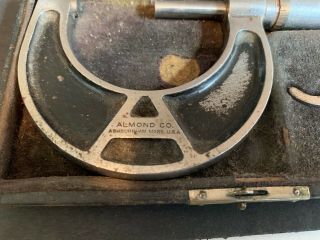 Vintage Almond Mfg.  Co.  Micrometer,  Ashburnham,  MA in Case with Wrench 3