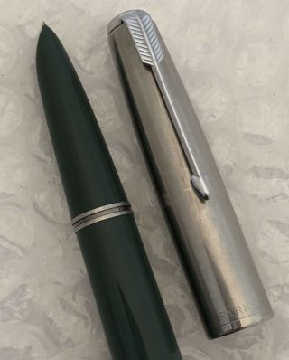 Parker 51 Aerometric Navy Grey Fountain Pen 14k Nib -