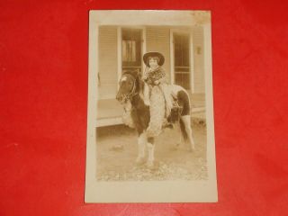 Zn711 Vintage Rppc Little Cowgirl Pony Horse Wool Chaps