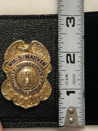 Obsolete Deputy Police Commissioner Badge - Palisades Park,  NJ - S.  M.  REESE - 10k GF 3