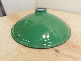 Vintage 12 " Green Porcelain Enamel Metal Light Shade Barn Gas Station
