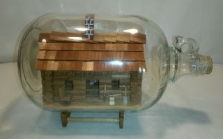 ☆ Log Cabin In A Bottle On Wooden Base Vary /very Rare