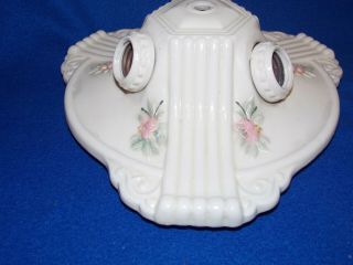 Vintage PORCELIER 3 - Bulb Porcelain Ceiling Light Fixture 2