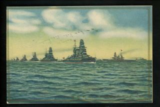 Japan Pre Wwii Postcard Military Navy Ships Grand Special Naval Review 1936